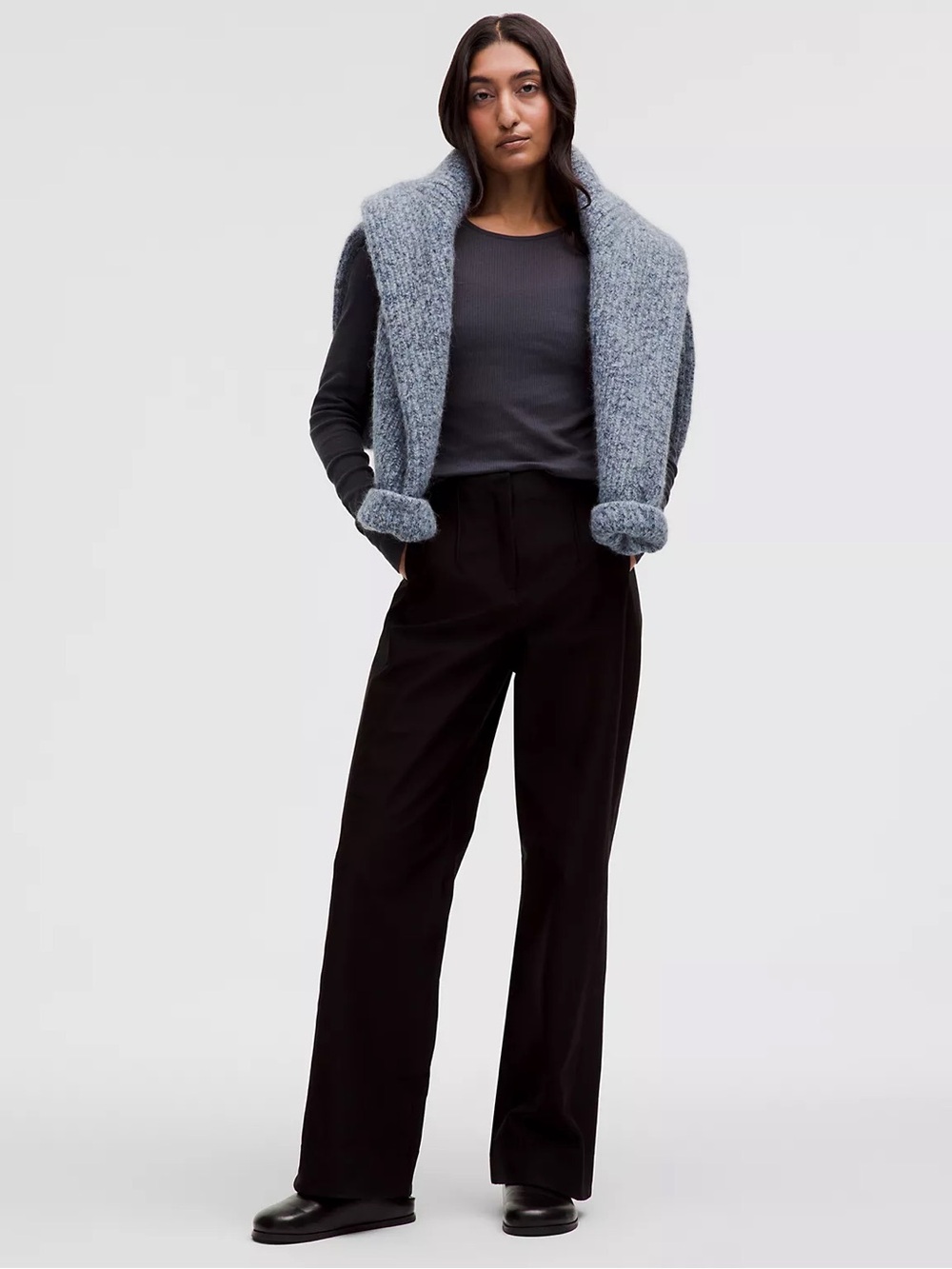 Sheer Cotton Ribbed Crewneck
Long-Sleeve Shirt